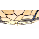 35cm Handcrafted Tiffany Uplighter Shade in Rich Blue and Cream with Clear K9 Crystals