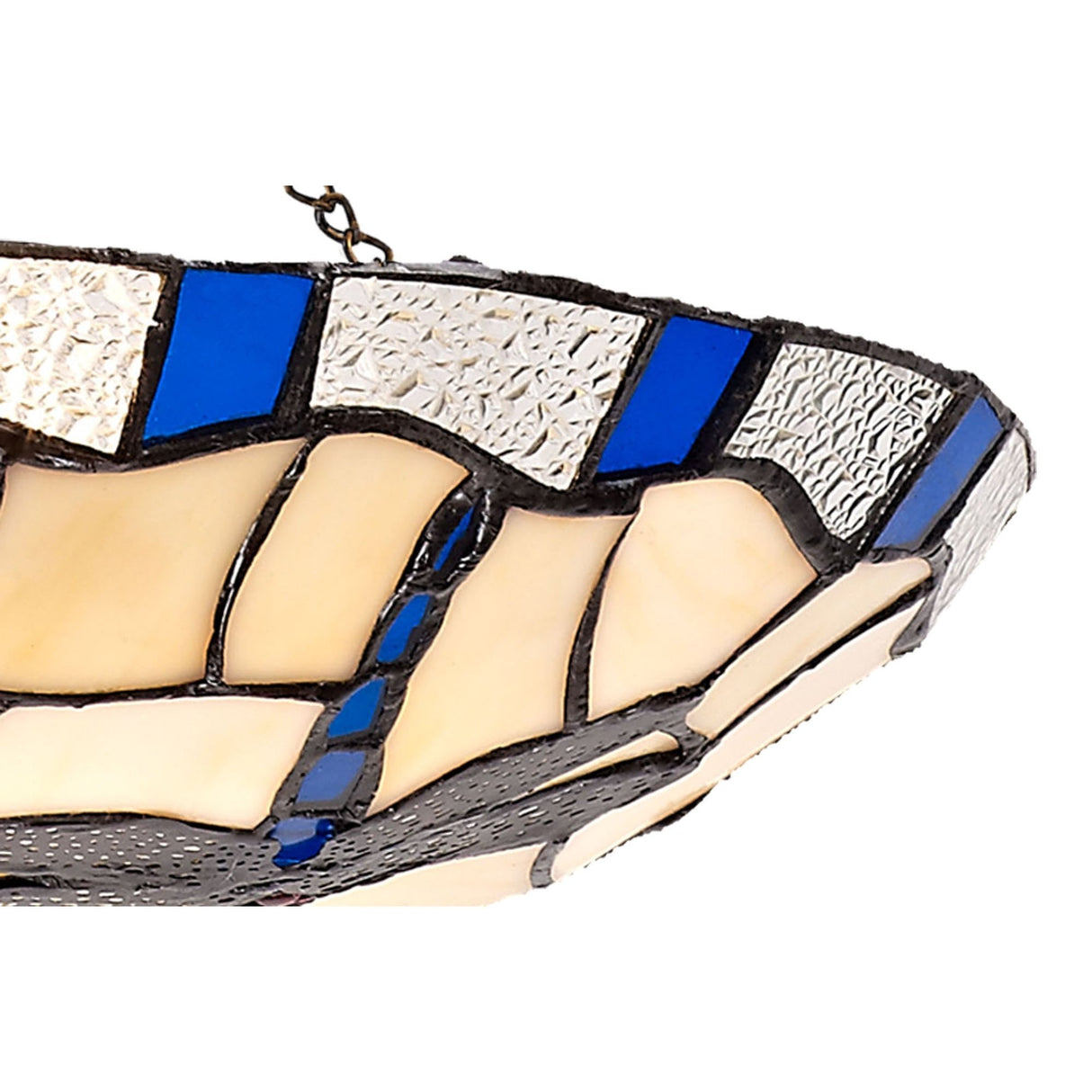 35cm Handcrafted Tiffany Uplighter Shade in Rich Blue and Cream with Clear K9 Crystals