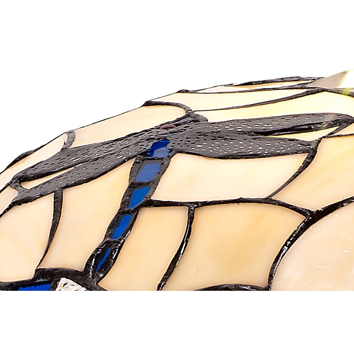 35cm Handcrafted Tiffany Uplighter Shade in Rich Blue and Cream with Clear K9 Crystals