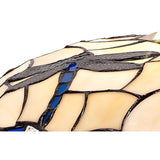 35cm Handcrafted Tiffany Uplighter Shade in Rich Blue and Cream with Clear K9 Crystals