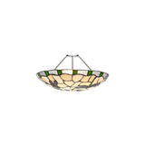 35cm Tiffany Style Stained Glass Shade with Green, Cream, and Clear Crystal Accents
