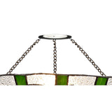 35cm Tiffany Style Stained Glass Shade with Green, Cream, and Clear Crystal Accents