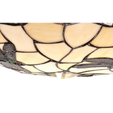 35cm Tiffany Style Stained Glass Shade with Green, Cream, and Clear Crystal Accents