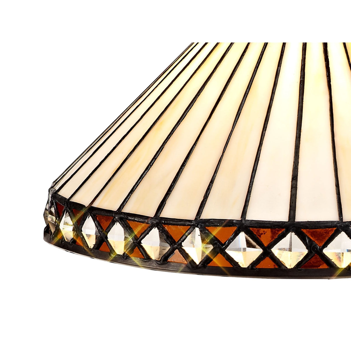 Amber Elegance Tiffany Style Handcrafted Shade with K9 Crystal Accents, 30cm