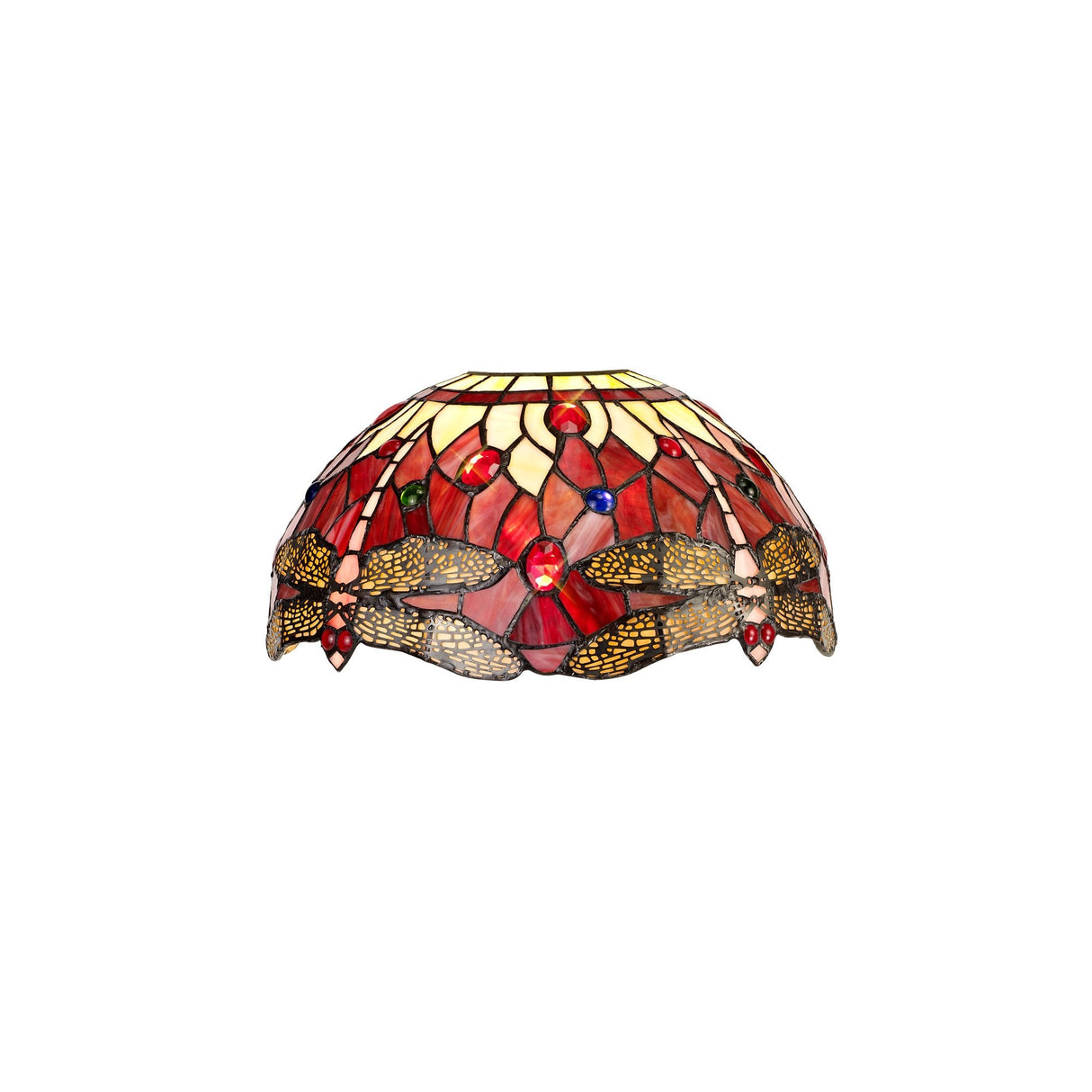 Tiffany-Style 30cm Handcrafted Shade with K9 Crystal Accents - Purple/Pink/Red Palette