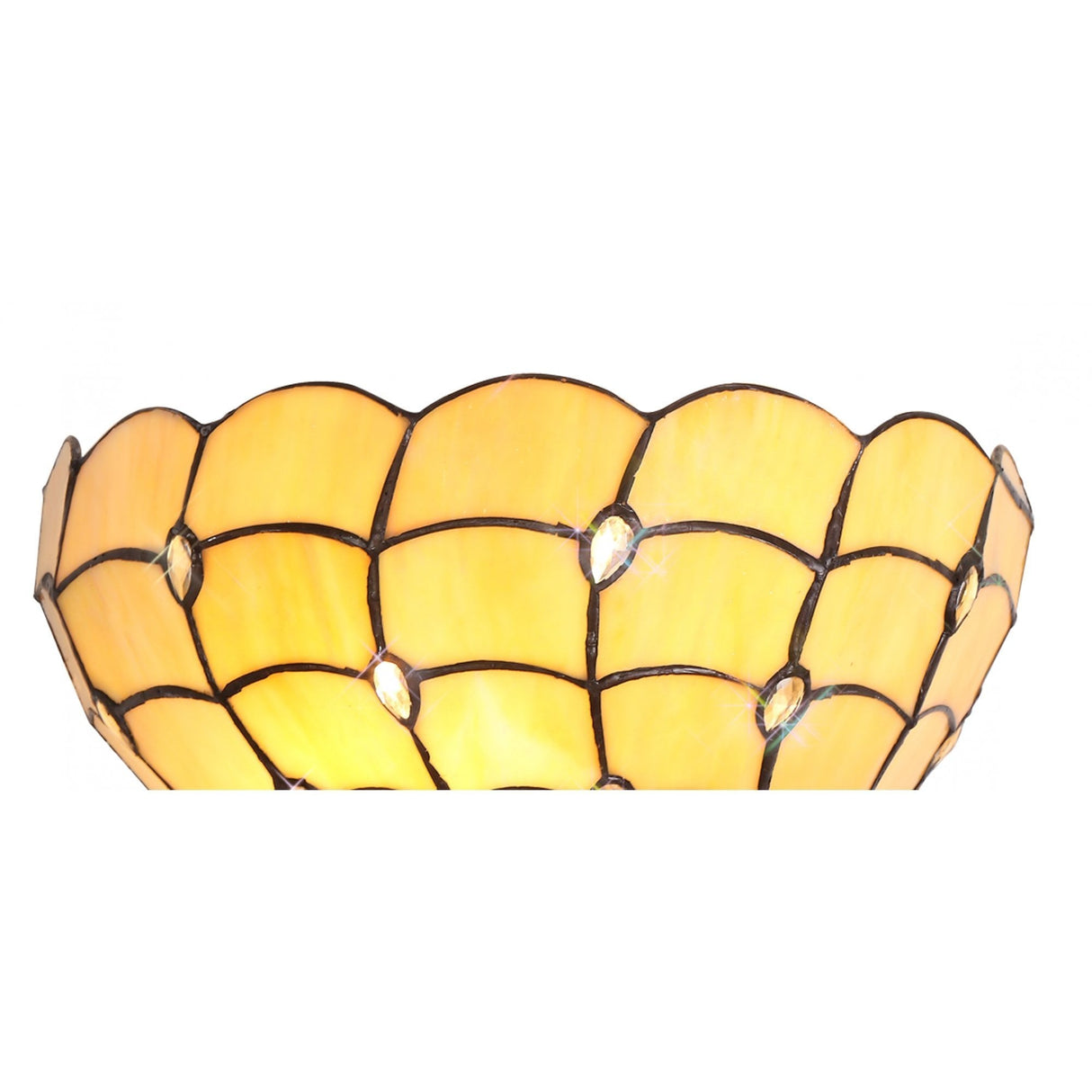 Tiffany Style 30cm Wall Lamp with K9 Crystal Accents, 2 x E14, Beige और Clear