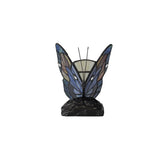 Tiffany Inspired Butterfly Accent Lamp with Blue/Brown Stained Glass and Crystal Detailing