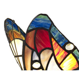 Tiffany Inspired Butterfly Accent Lamp with Blue/Brown Stained Glass and Crystal Detailing