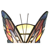 Tiffany Inspired Butterfly Accent Lamp with Blue/Brown Stained Glass and Crystal Detailing