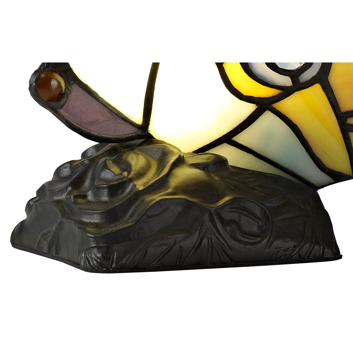 Tiffany Butterfly Accent Lamp with Vibrant Stained Glass and Crystal Details