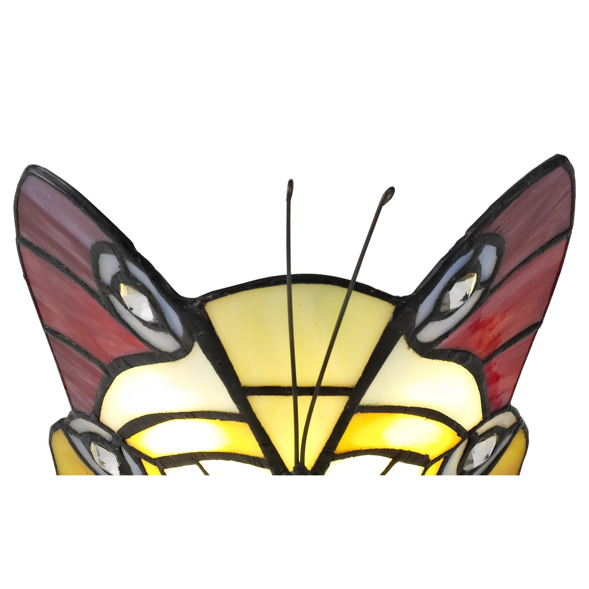 Tiffany Butterfly Accent Lamp with Vibrant Stained Glass and Crystal Details