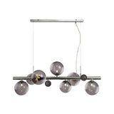 Elegant 7-Light Pendant with Polished Chrome and Smoked Glass Finish