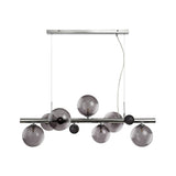 Elegant 7-Light Pendant with Polished Chrome and Smoked Glass Finish