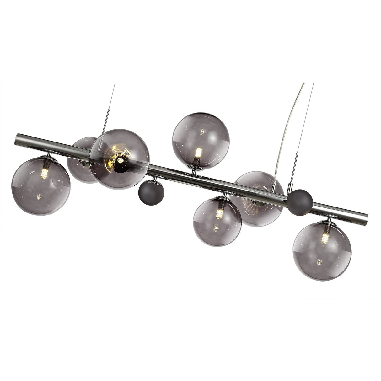 Elegant 7-Light Pendant with Polished Chrome and Smoked Glass Finish