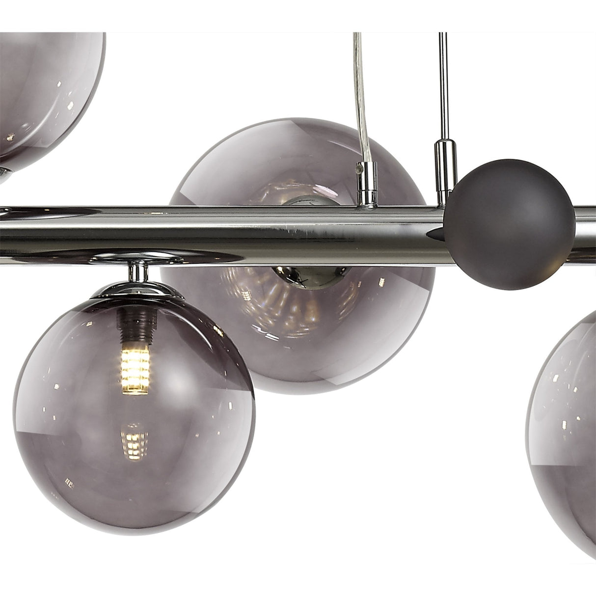 Elegant 7-Light Pendant with Polished Chrome and Smoked Glass Finish