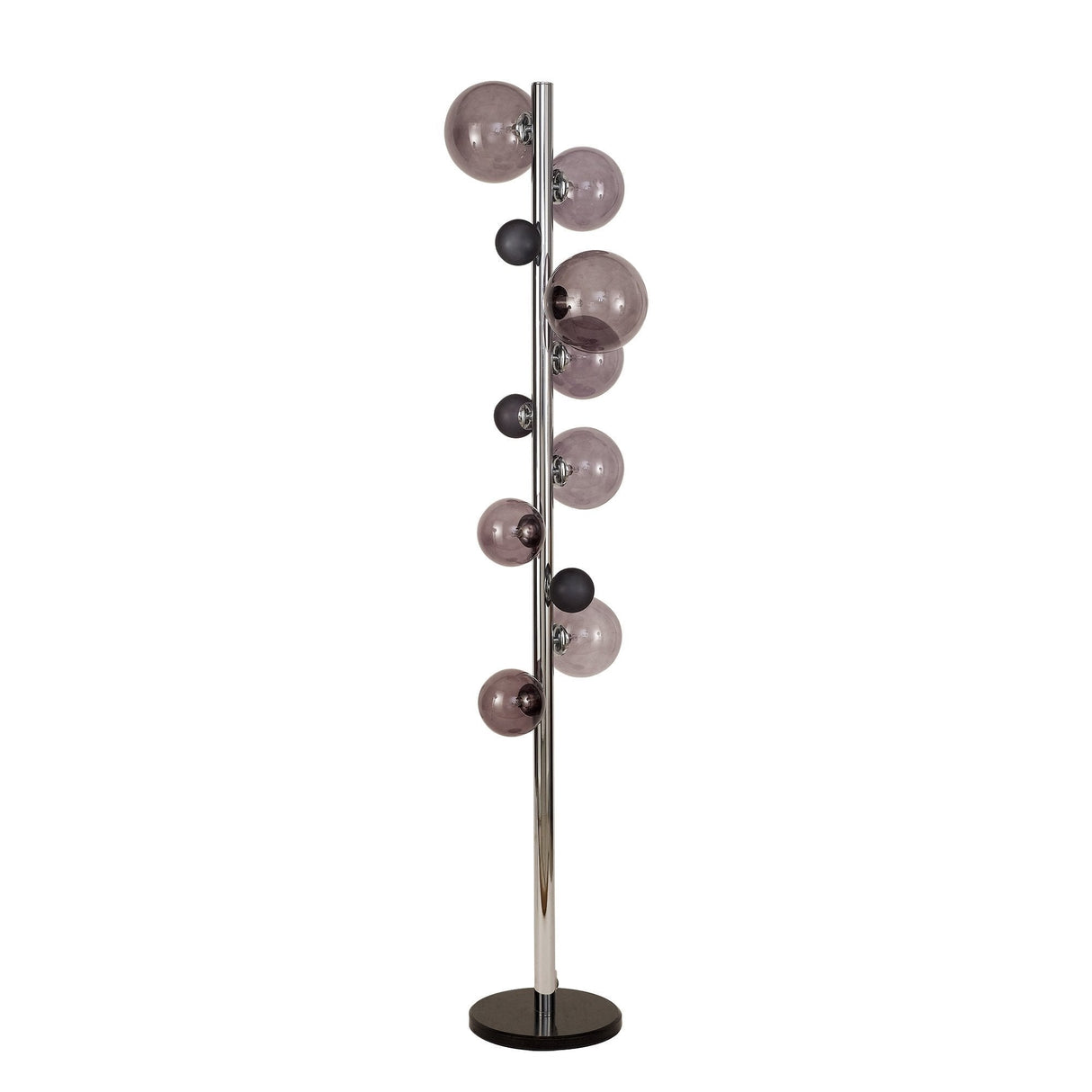 Sleek Chrome and Smoked Glass Modern Floor Lamp with 8 Lights
