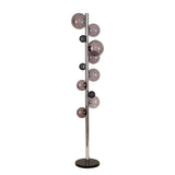 Sleek Chrome and Smoked Glass Modern Floor Lamp with 8 Lights