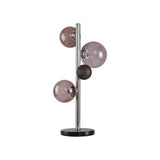 Elegant Tri-Light Table Lamp with Polished Chrome and Smoked Glass Shades