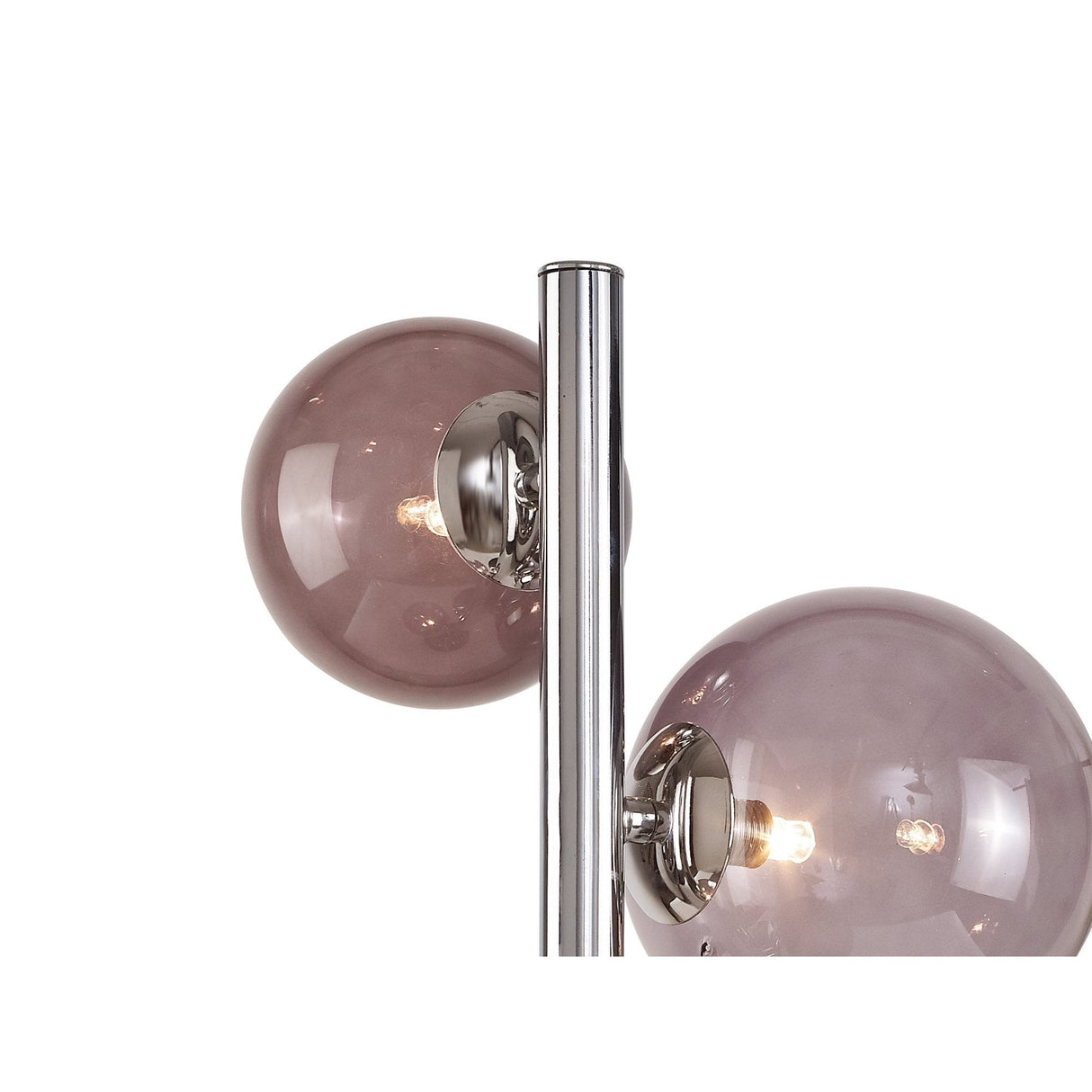 Elegant Tri-Light Table Lamp with Polished Chrome and Smoked Glass Shades