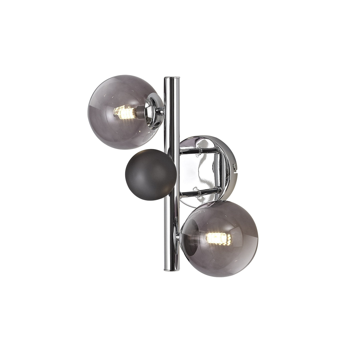 Contemporary Wall Sconce: Polished Chrome with Smoked Glass Accents