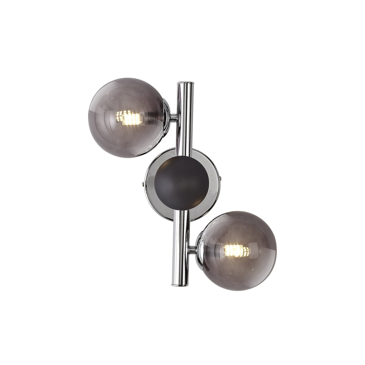 Contemporary Wall Sconce: Polished Chrome with Smoked Glass Accents