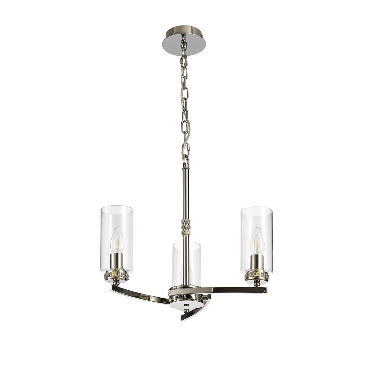 Polished Nickel Pendant/Semi-Flush Ceiling Light with Clear Crystal Accents