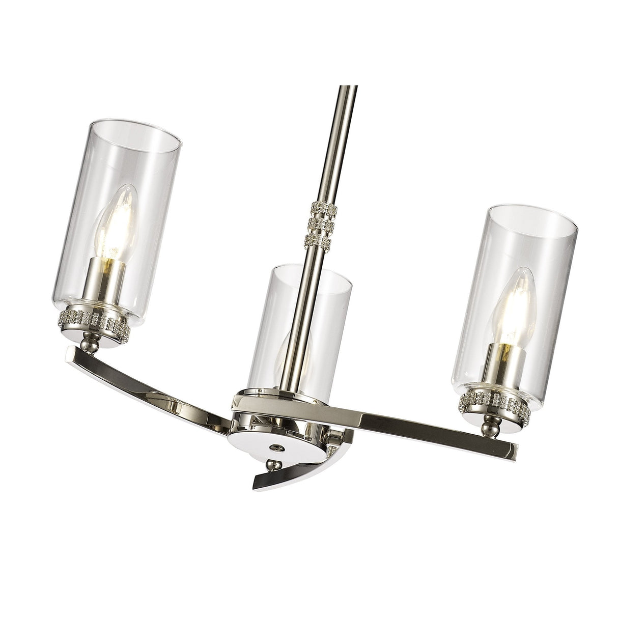 Polished Nickel Pendant/Semi-Flush Ceiling Light with Clear Crystal Accents