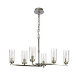Elegant Polished Nickel Pendant Ceiling Light with Clear Crystal Accents - 6 Light E14 Fixture