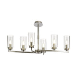 Elegant Polished Nickel Pendant Ceiling Light with Clear Crystal Accents - 6 Light E14 Fixture