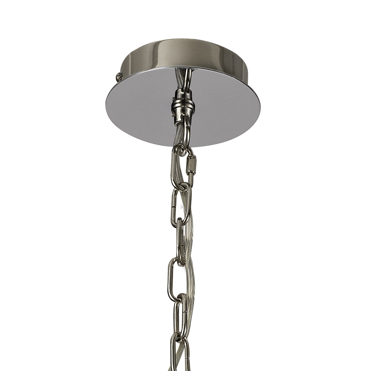 Elegant Polished Nickel Pendant Ceiling Light with Clear Crystal Accents - 6 Light E14 Fixture