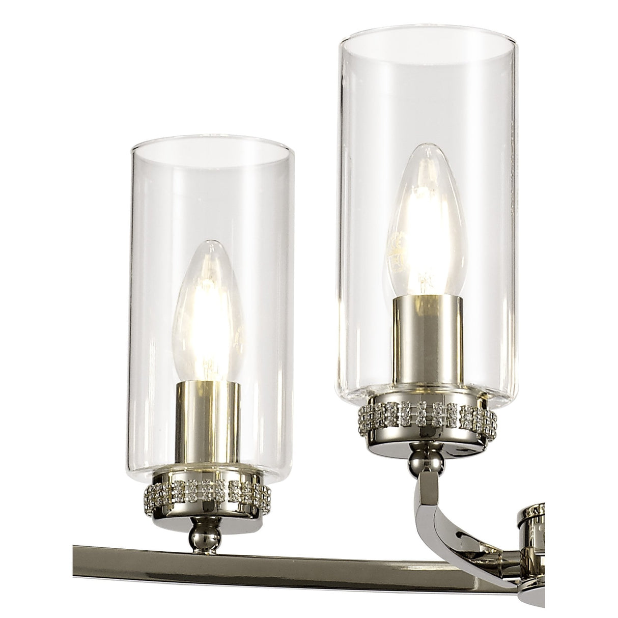 Elegant Polished Nickel Pendant Ceiling Light with Clear Crystal Accents - 6 Light E14 Fixture