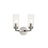 Elegant Dual Light Wall Fixture - Polished Nickel & Clear Crystal