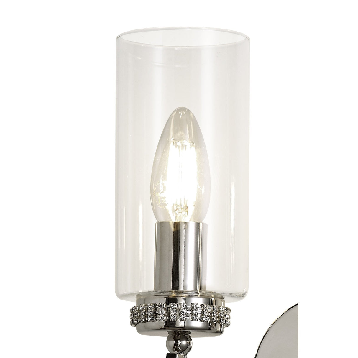 Elegant Dual Light Wall Fixture - Polished Nickel & Clear Crystal