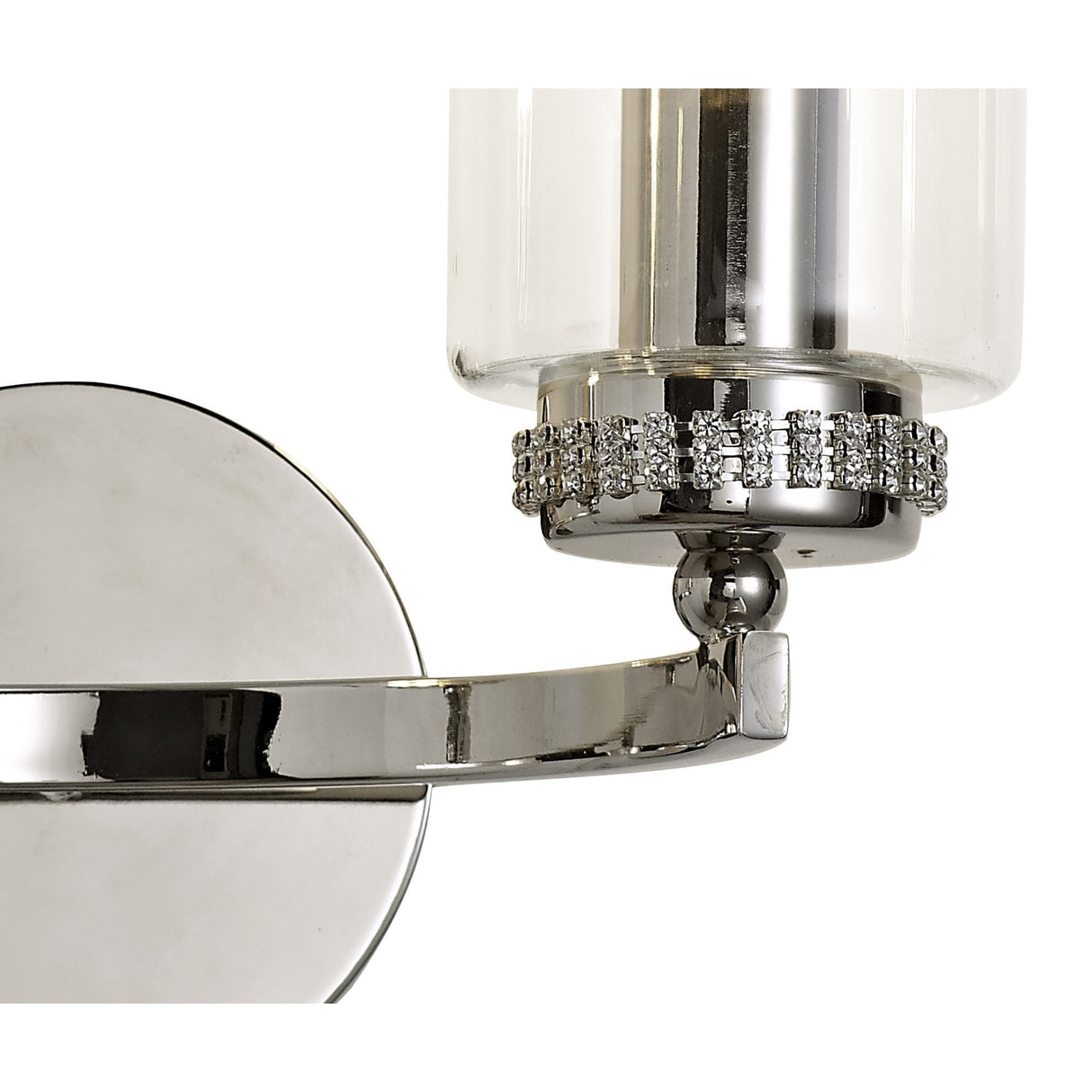 Elegant Dual Light Wall Fixture - Polished Nickel & Clear Crystal