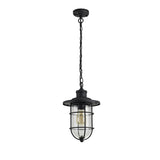 Elegant Black and Gold Pendant Light with Seeded Glass Shade