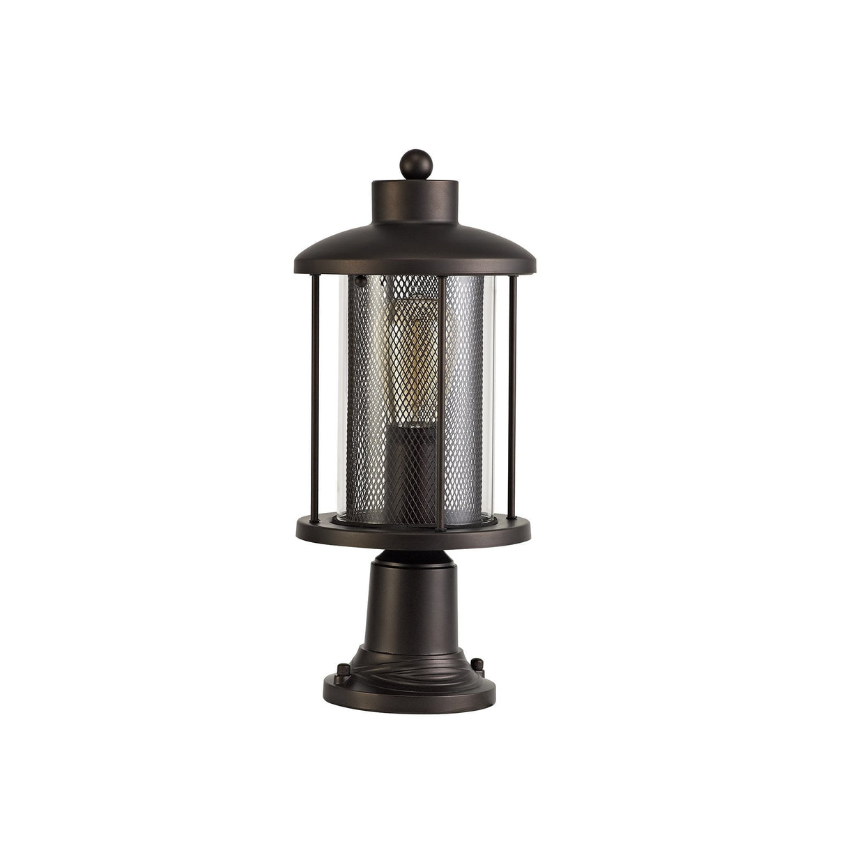 Vintage Bronze Pedestal Lamp with Clear Glass Shade, IP54, 2-Year Warranty