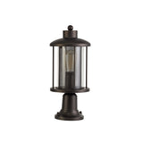 Vintage Bronze Pedestal Lamp with Clear Glass Shade, IP54, 2-Year Warranty