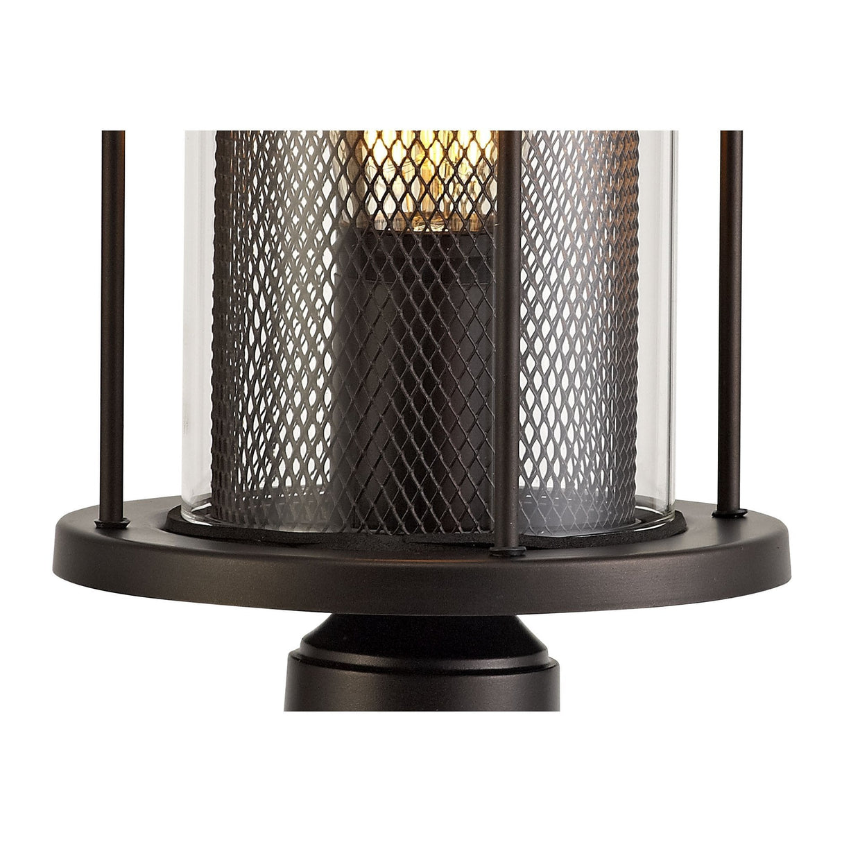 Vintage Bronze Pedestal Lamp with Clear Glass Shade, IP54, 2-Year Warranty