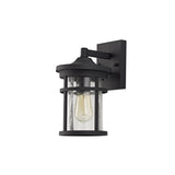 Outdoor Black Wall Lantern with Clear Crackled Glass Shade, E27, IP54, 2-Year Warranty