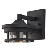 Outdoor Black Wall Lantern with Clear Crackled Glass Shade, E27, IP54, 2-Year Warranty