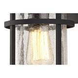 Outdoor Black Wall Lantern with Clear Crackled Glass Shade, E27, IP54, 2-Year Warranty