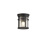 Black & Clear Crackled Glass Ceiling Light, E27, IP54, 2-Year Warranty