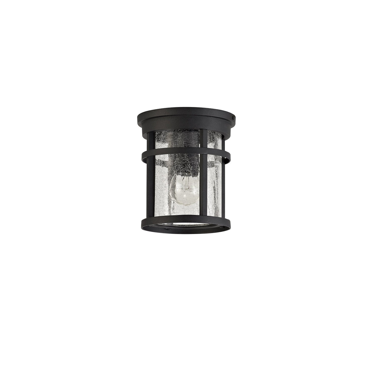 Black & Clear Crackled Glass Ceiling Light, E27, IP54, 2-Year Warranty