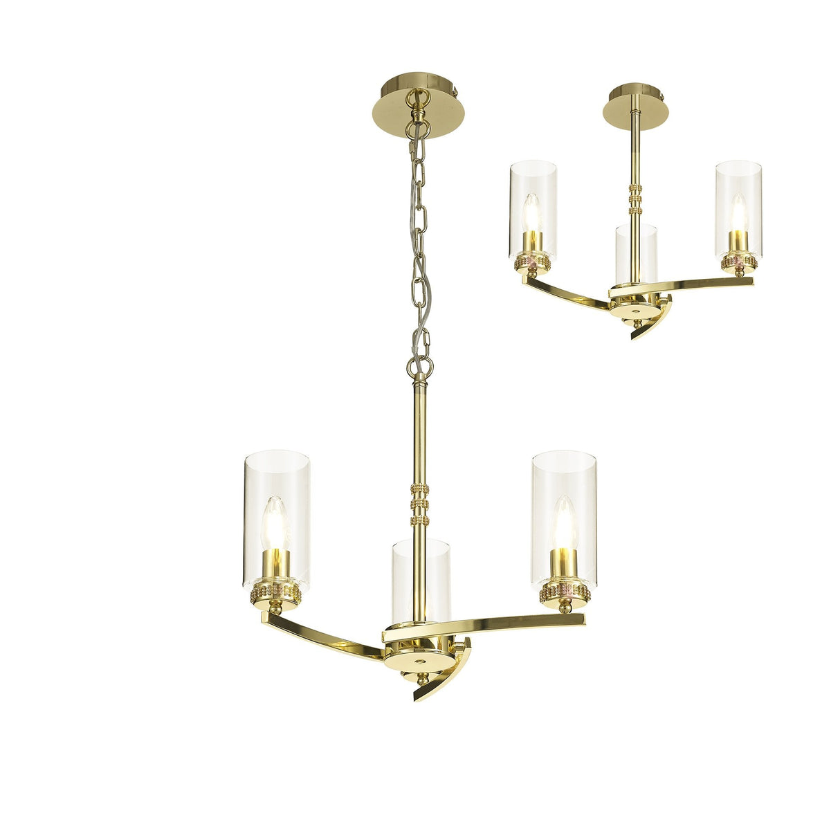 Luxe Gold Pendant Ceiling Light with Clear Crystal Accents