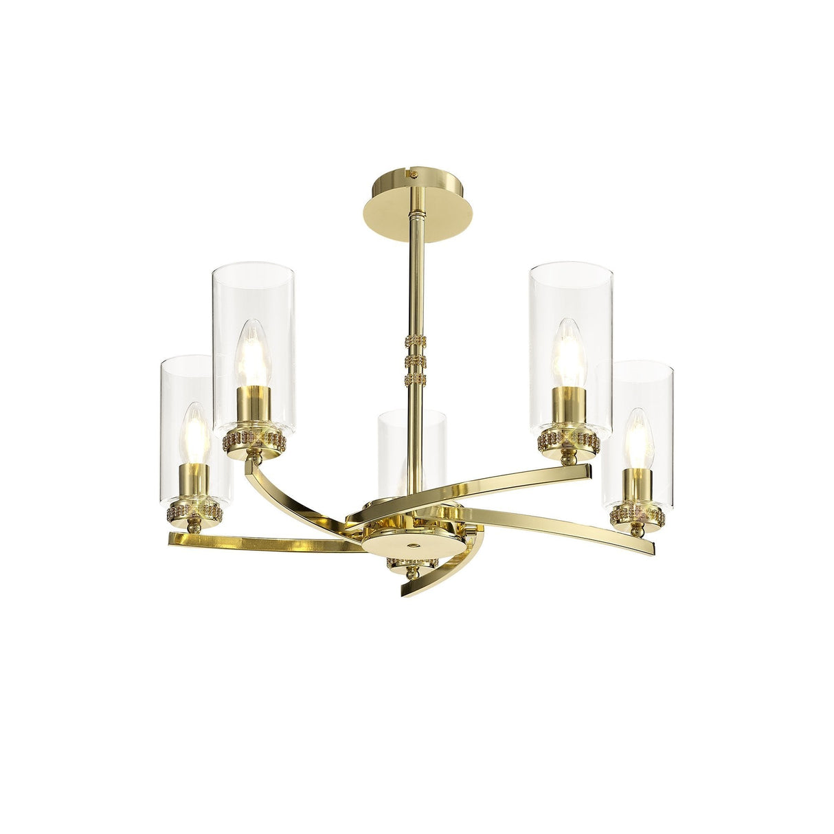 Elegant Gold Crystal Pendant Light with Clear Shades