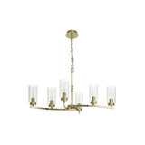 Elegant Polished Gold Pendant/Semi-Flush Ceiling Light with Clear Diyas Crystals