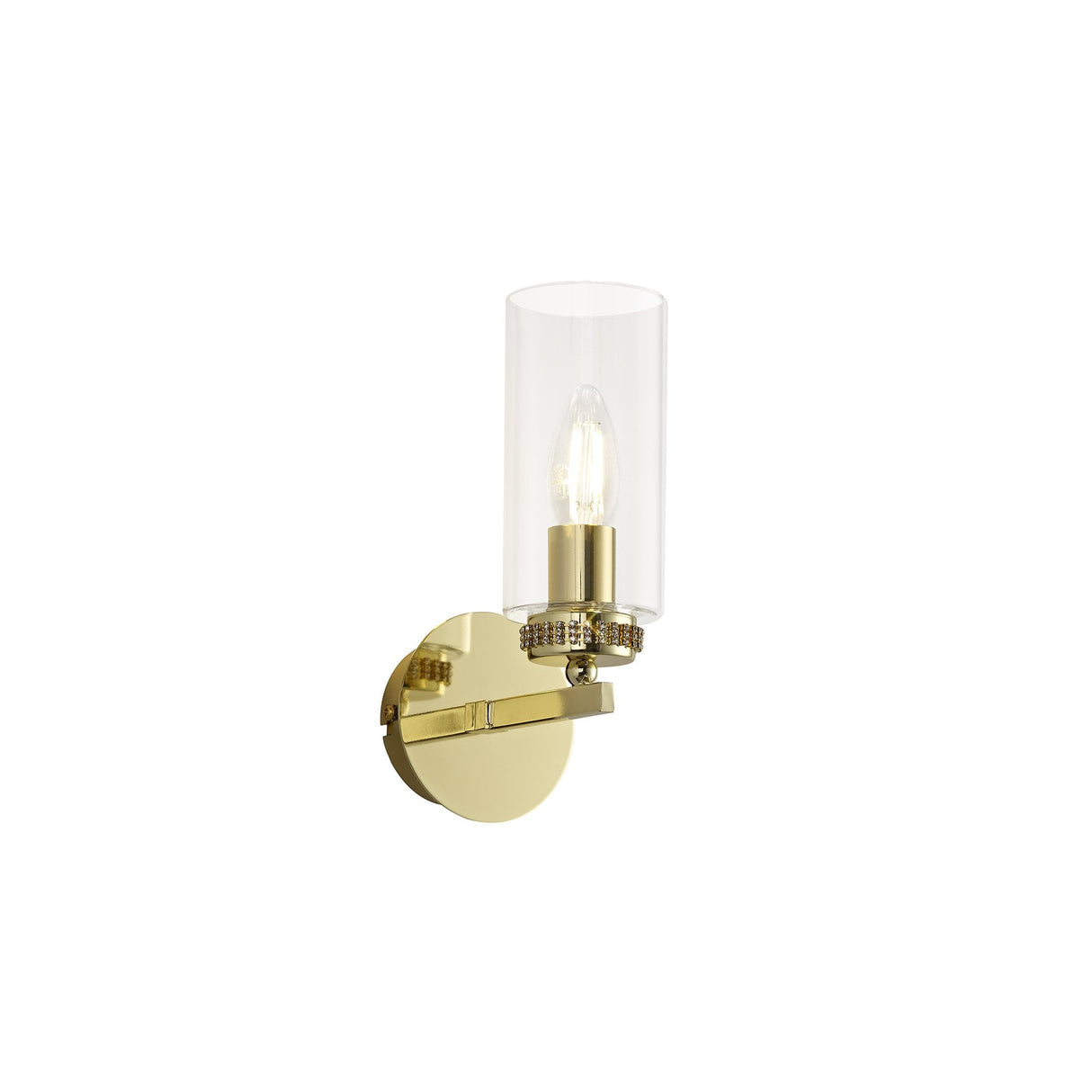 Elegant Polished Gold Wall Lamp with Clear Crystal Accents