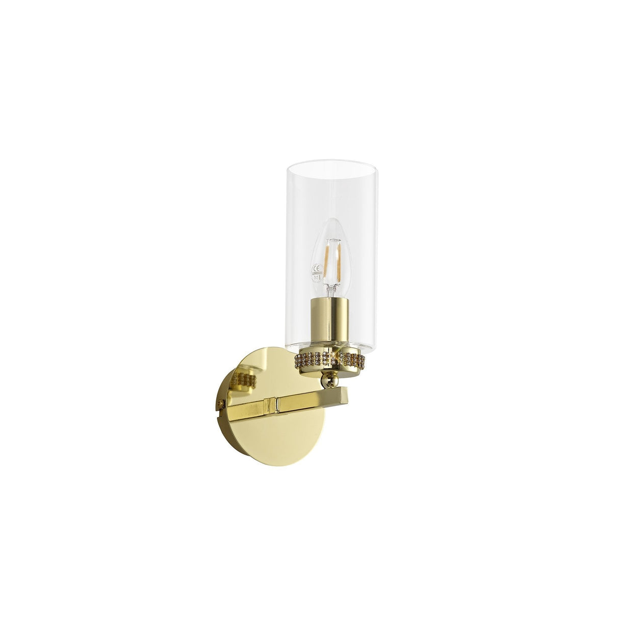 Elegant Polished Gold Wall Lamp with Clear Crystal Accents