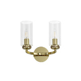 Elegant Gold Wall Lamp with Clear Crystal Accents, Dual E14 Sockets