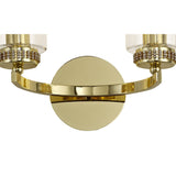 Elegant Gold Wall Lamp with Clear Crystal Accents, Dual E14 Sockets